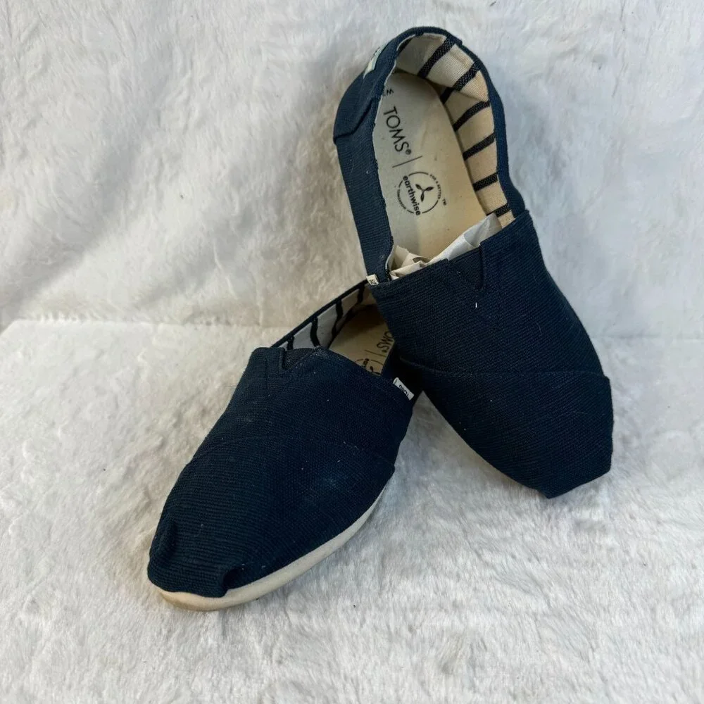 Toms Womens Navy Blue Canvas Espadrille Flats Shoes Size W7.5 Alpargata